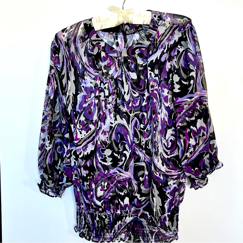 A.N.A Sheer Swirly Blouse Size 1X